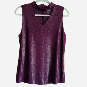 Shimmery v-neck choker blouse